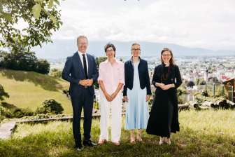 Landesrat Christian Gantner, Vorarlberg, Regierungsrätin Susanne Hartmann, St. Gallen, Regierungschefin-Stellvertreterin Sabine Monauni, Liechtenstein, Regierungsrätin Carmelia Maissen, Graubünden
