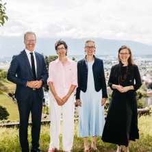 Landesrat Christian Gantner, Vorarlberg, Regierungsrätin Susanne Hartmann, St. Gallen, Regierungschefin-Stellvertreterin Sabine Monauni, Liechtenstein, Regierungsrätin Carmelia Maissen, Graubünden